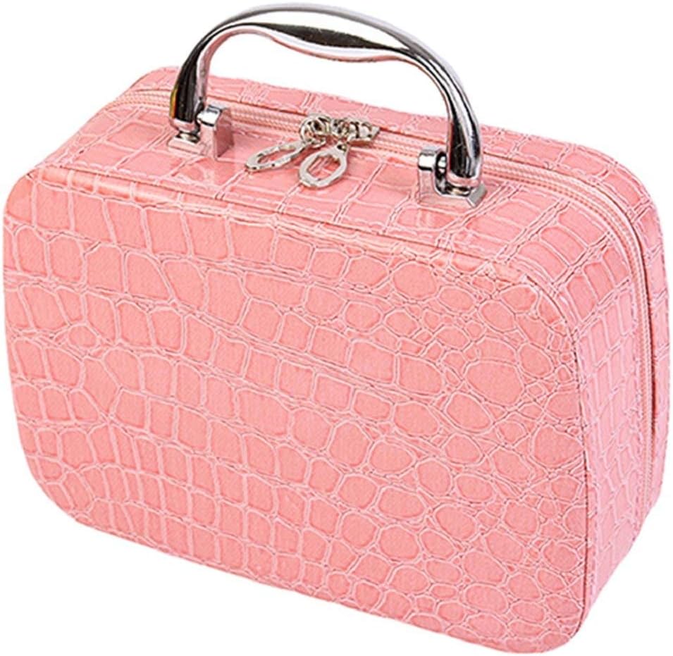 Cloudmart Multifunction 16 Cms Travel Cosmetic Make-Up Bag With Adjustable Dividers for Cosmetics Makeup Brushes,Jewelry Cases Necklace Storage Box and Small Mirror (Multi Color)