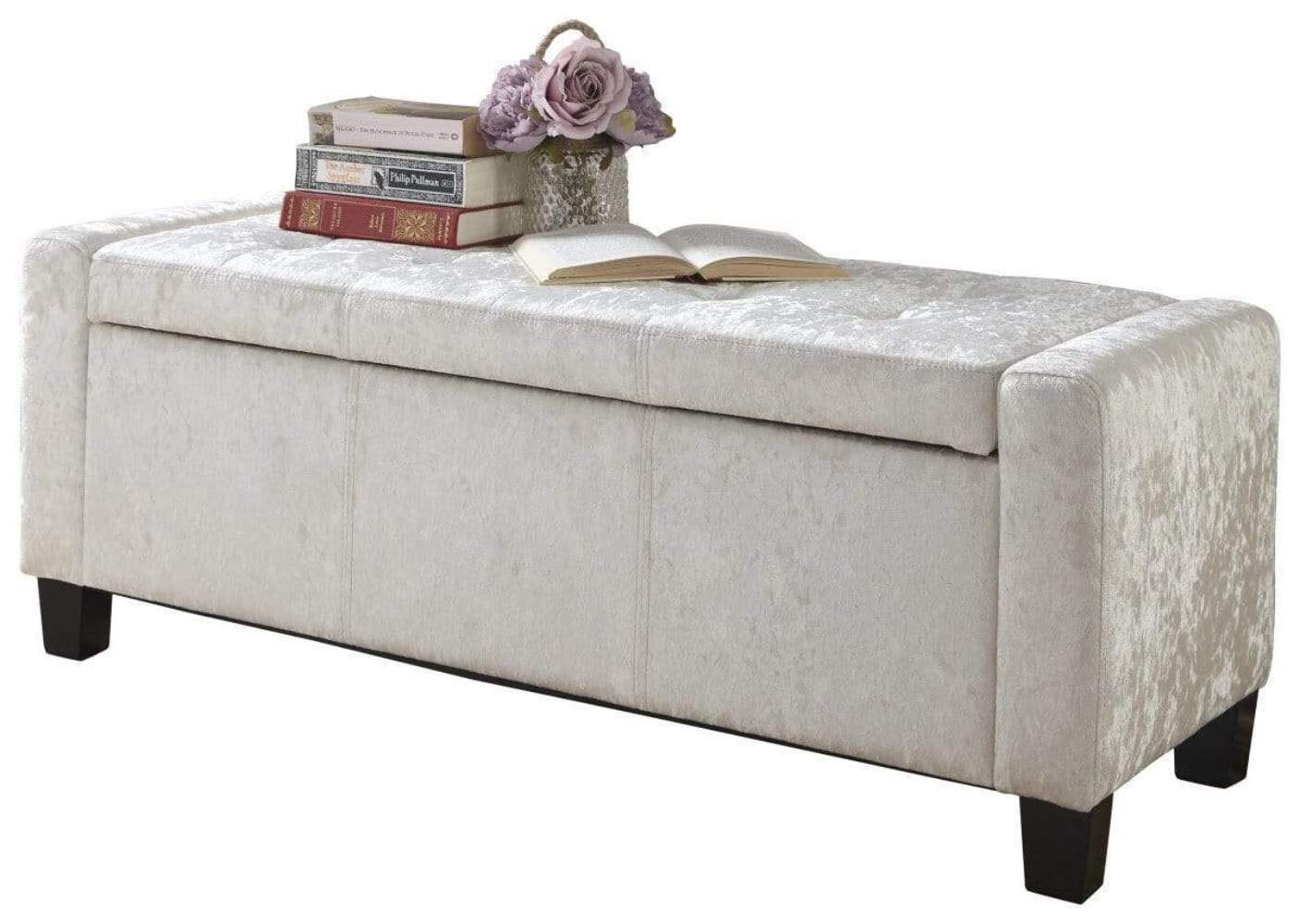 GFW Verona Crushed Velvet Storage Bench (Oyster)