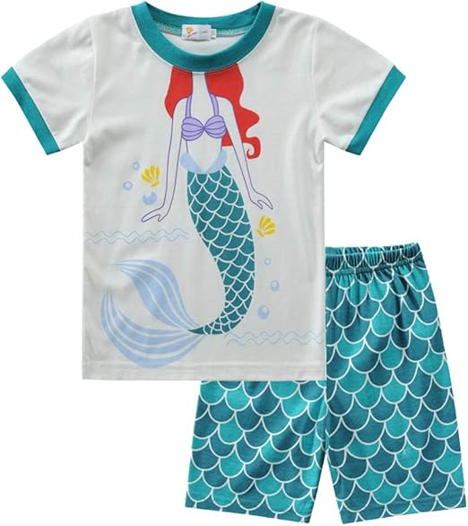 Amazon Com Toddler Girls Pajamas 100 Cotton Mermaid Sleepwear Summer Kids Clothes Shirts Clothing