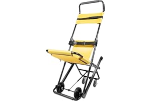 DRRSBRP 350lbs Folding Transfer Chair, Evacuation Stair Chair Portable Rescue Wheelchair Emergency Transport Seat with 4 Wheels for Fire Drills Disaster Response (Yellow)