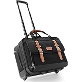 Rolling Laptop Bag, Briefcase for Men and Women, 16 Inch Computer Bag with Wheels Underseat Carry on Luggage, Laptop Briefcase Case for Work, Travel, College Teacher, Mobile Office Bag, Brown
