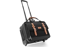 AUROTIER Rolling Laptop Bag, Briefcase for Men and Women, 17 Inch Computer Bag with Wheels Underseat Carry on Luggage, Laptop Briefcase Case for Work, Travel, College Teacher, Mobile Office Bag, Brown
