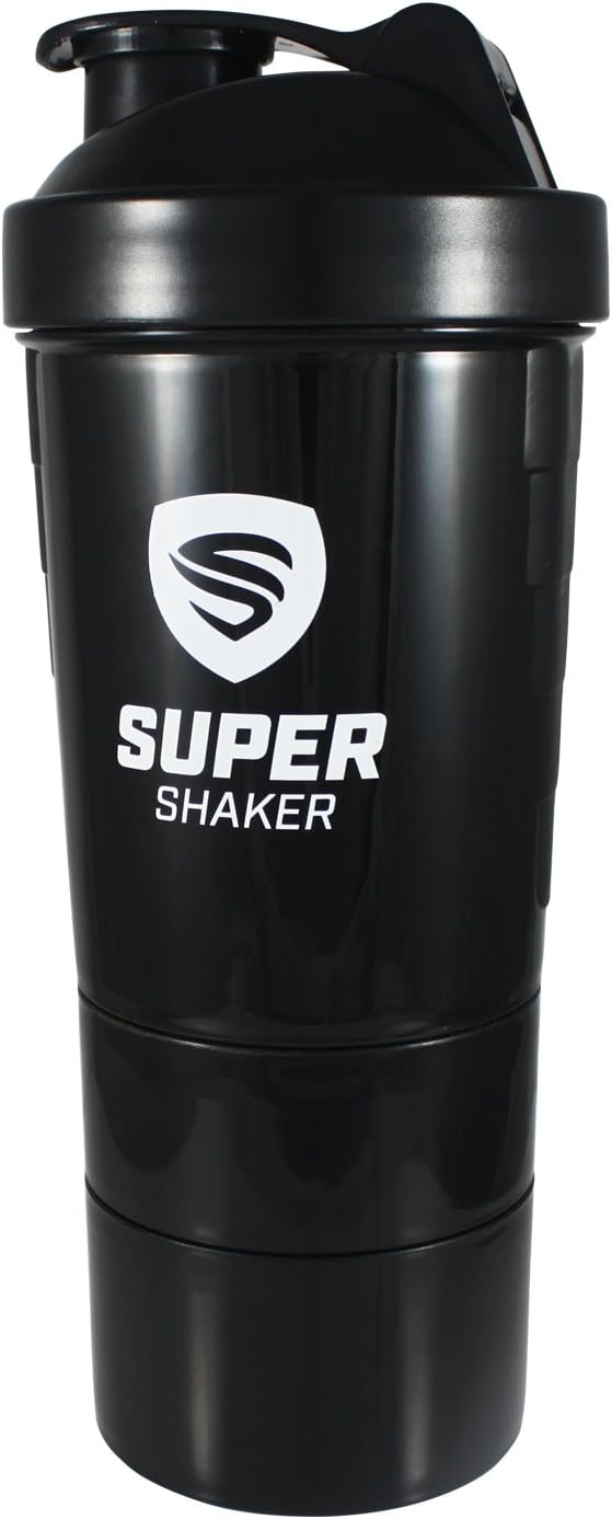 SuperShaker Shaker Bottle with Advanced Multistack Storage Compartments