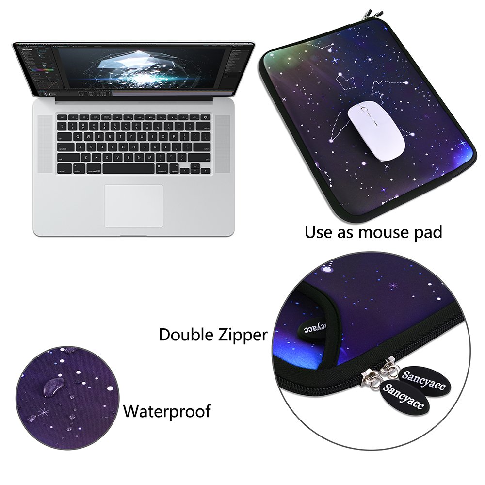 Sancyacc Laptop Sleeve, Water-Resistant Sleeve Bag Cover 13-13.3 Inch, Neoprene Laptop Bag Case, Full Protective Carrying Notebook Pocket for MacBook Air/Pro (Star)