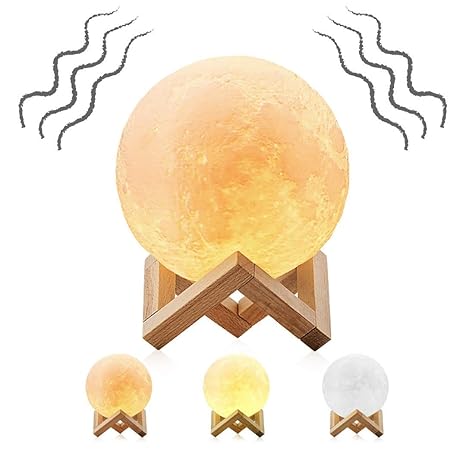 BLANCFAIR 15cm 3D Printed LED Moon Lamp | 3 Colour Mode Vibration Control Energy Lamp | Enchanting Lunar Night Lamp | Updated 8-10hours Battery (Authentic & Realistic)