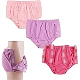 3 Pack Cotton Post Surgery Underwear for Women, Disabled Adaptive, Tear Away Briefs, Reusable Incontinence Underpants
