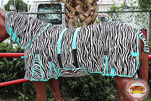 81' HILASON UV PROTECT MESH HORSE FLY SHEET W/ NECK COVER & BELLY WRAP ZEBRA - Thumbnail 4