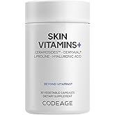 Codeage Skin Vitamins+ Supplement – Ceramosides, Dermaval, Hyaluronic Acid, Coffeeberry, Vitamin C – Skin Elasticity, Wrinkle & Moisture Support – Liposomal Delivery – Non-GMO, 30 Capsules