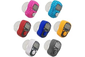 AFUNTA 7 Pcs Finger Counters - 5 Digital LED Electronic Finger Counter, Mechanical Manual Clicker Number Lap Tracker Counter 