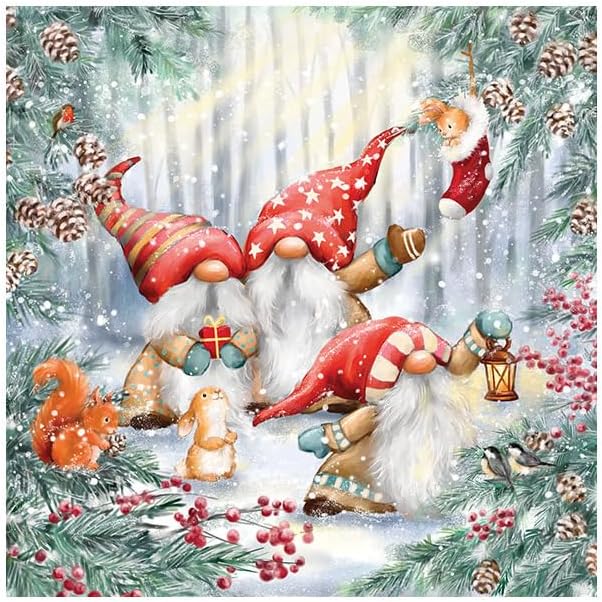 Ambiente Gnome in Winter Forest Napkins, Pack of 20, 33x33 cm