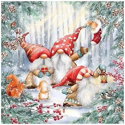 Ambiente Gnome in Winter Forest Napkins, Pack of 20, 33x33 cm