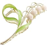 1PC Pink Lily of The Valley Flower Hair Clips, Large Metal Claw Clip,Orchid Clamps,Lily Jaw Clamp Styling Accessories for Thick Thin