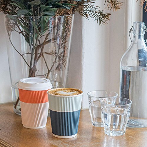Glowcoast Disposable Coffee Cups With Lids - 12 oz To Go Coffee Cups (90 Set) With Sturdy Lids Prevent Leaks! Paper Hot Cup Holds Shape With Hot, Cold Drinks. Ripple Cups Protect Fingers from Heat! - Thumbnail 2