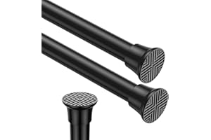 Zipglo 2pack Tension Rods 18-36 Inch Adjustable Black Tension Rod Spring Rod Extendable Short Curtain Rod Spring Loaded Curtain Rods Tension Rod for Curtains,Closet,Kitchen