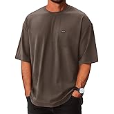 Opomelo Men's Oversized T-Shirts Fashion Casual Short Sleeve Tshirt Workout Oversize Pullover Solid Pocket Tee