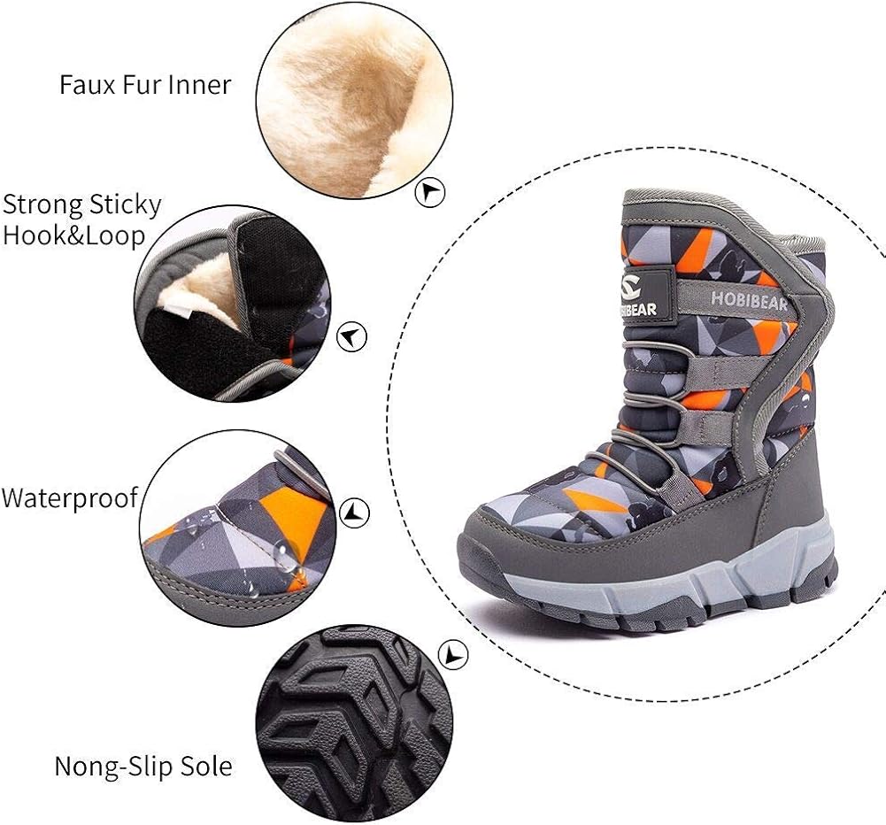  | GUBARUN Boys Snow Boots Winter Waterproof Slip Resistant Cold Weather Shoes (Toddler/Little Kid/Big Kid) | Snow Boots