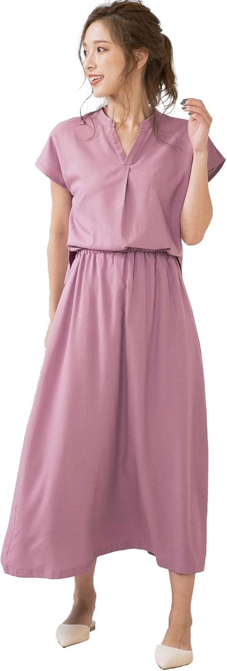 Amazon Co Jp 神戸レタス セットアップ風 スキッパーデザイン ワンピース E2164 レディース L ラベンダー 服 ファッション小物