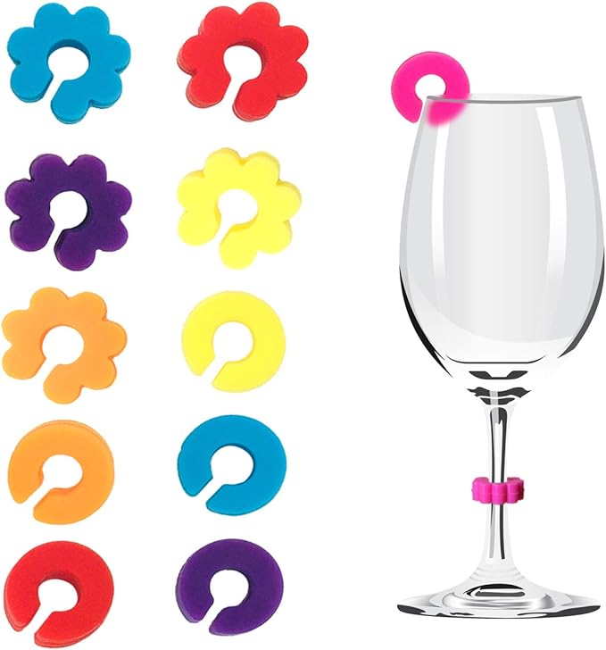 12 Pieces Silicone Drink Marker Wine Glass Charms for Party Champagne