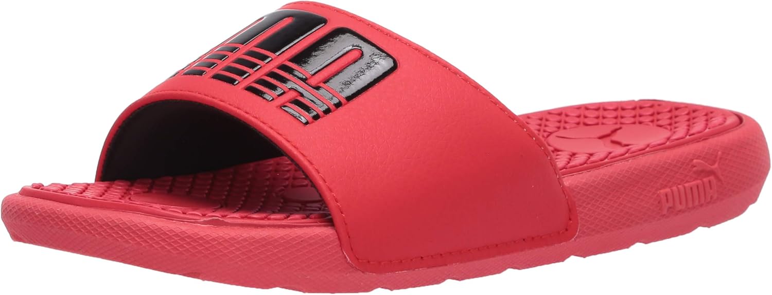 all red puma slides