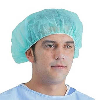 KeepSmile 50pcs Latex Free Unisex Disposable Non Woven head cover hair protect Surgical Bouffant Cap hat Hair Net Caps (Green 50 Pcs)