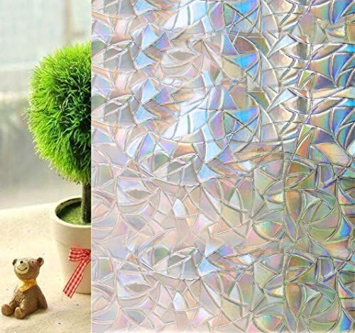 Window Tint Sidelight Film for Glass Doors Window Covering Prism Rainbow Light Window Clings No Glue Window Etching Film for Sliding Patio Door Sun Room Home 35.4in. By 78.7in. (90 x 200CM)