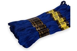 UMC STAG Dark Royal Blue Embroidery Thread, 12 Pieces, 100% Egyptian Cotton, Premium Skeins, Oeko-Tex Certified, 8.75 Yards Long, Cross Stitch Embroidery Floss