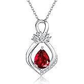 JERWLI Birth Flower Necklace Infinity Birthstone Necklace 925 Sterling Silver Crystal Pendant Birth Flower Jewelry for Women Girls