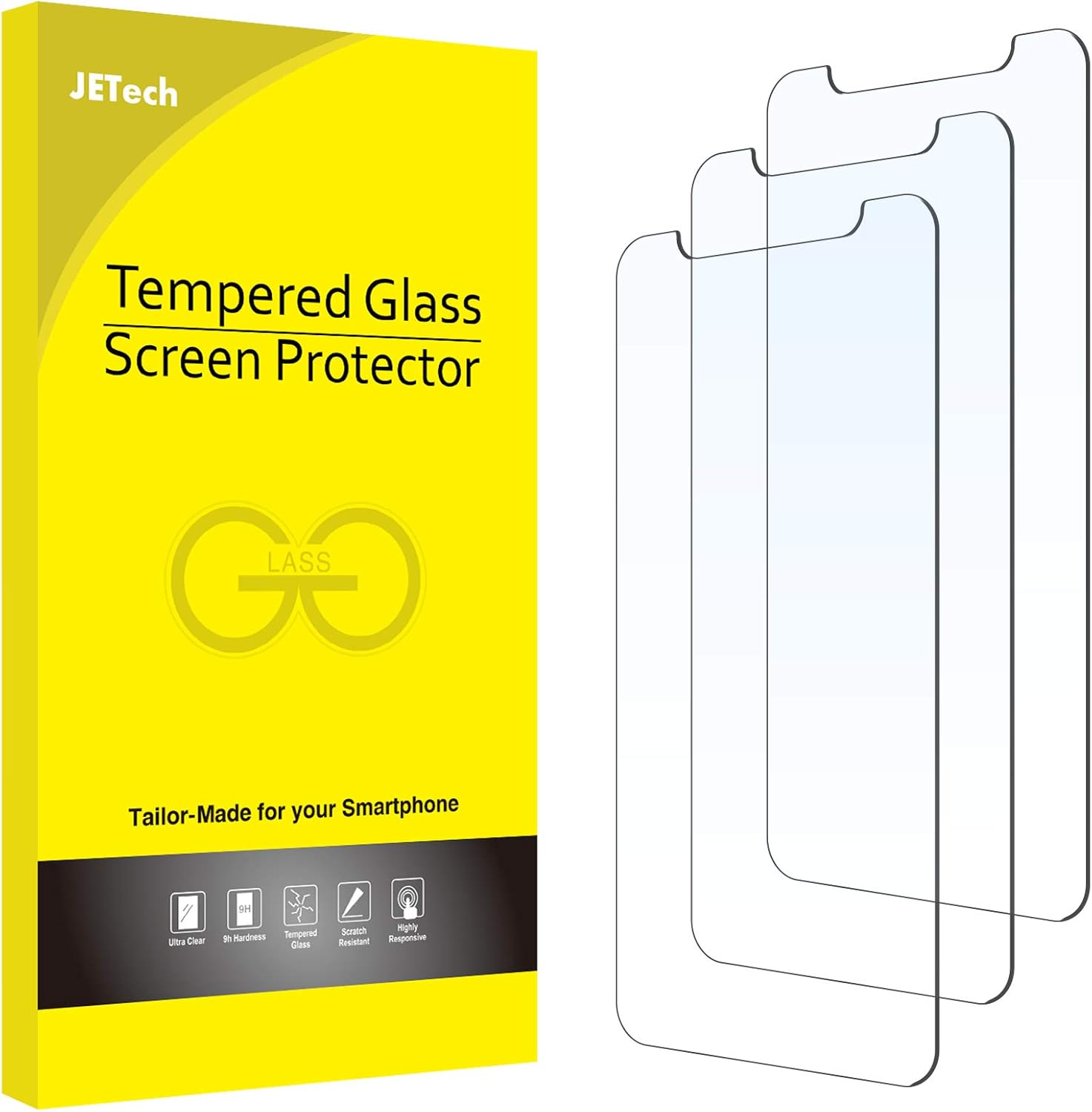 JETech Screen Protector for iPhone 12 Pro Max 6.7-Inch, Tempered Glass Film, 3-Pack, Transparent