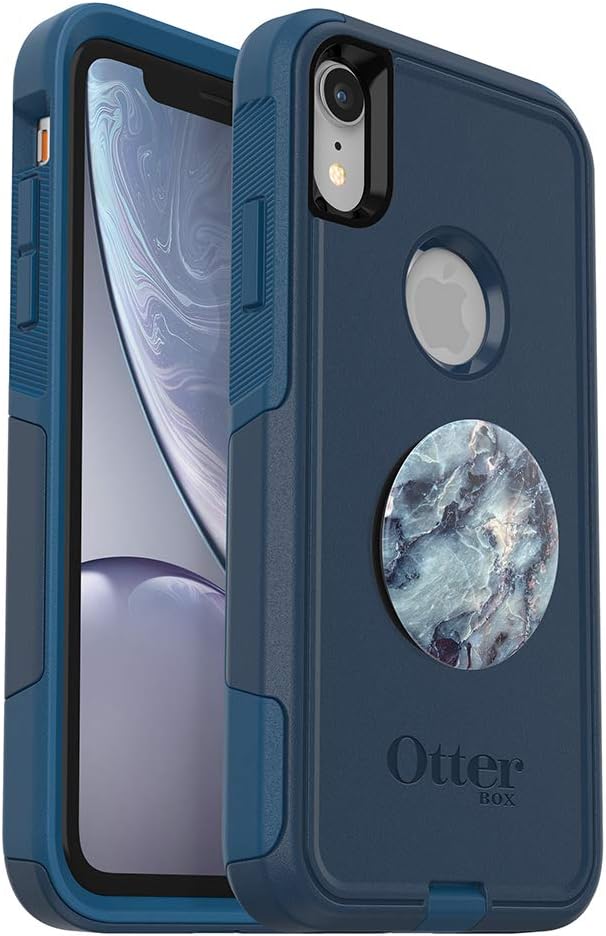Bundle: OtterBox Commuter Series Case for iPhone XR - (BESBOKE Way) + PopSockets PopGrip - (Blue Marble)