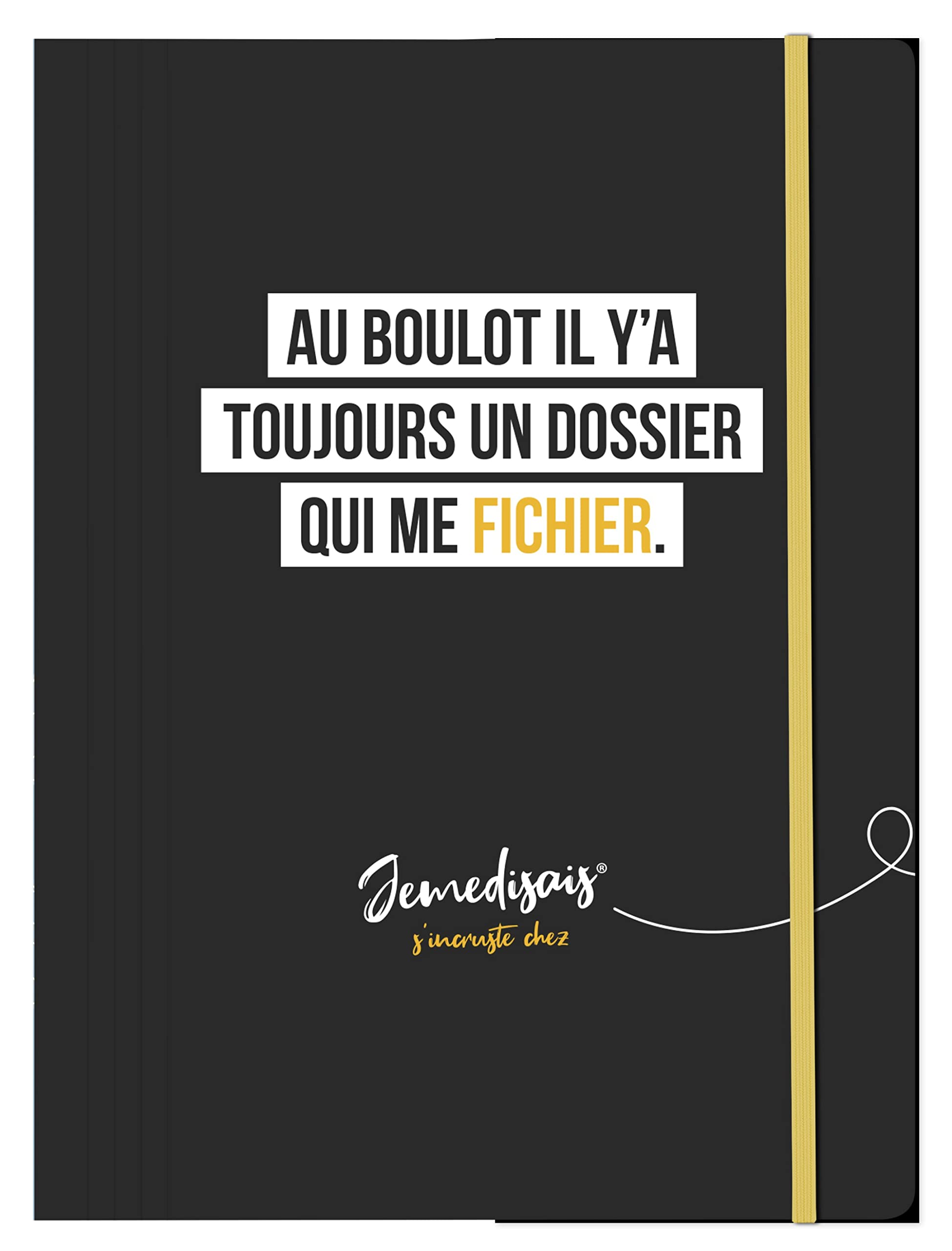 Clairefontaine 116022C - A4 Elasticated Cardboard Folder with 3 Flaps and Original Text Design - Matte Finish Paper - Jemedisais Collection - Mixed Delivery