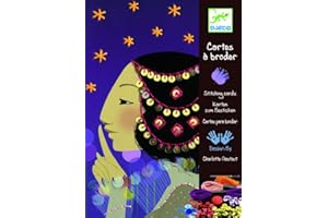 Djeco Workshops Stitching Cards 1001 Nights Kit, Card Decorating Kit with Thread and Sequins