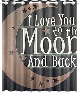 Cortinas opacas de dos paneles Te amo hasta la luna y cortinas de