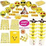 Emoji Party Favors Supplies Faces Jumbo Pack, Coil Springs (Slinkies), Balloons, Stickers, Rubber Wristbands Bracelets, Favor Goodie Bags, foci cozi Bulk Set Stuff Toys Gifts for Kids Children