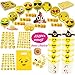 Emoji Party Favors Supplies Faces Jumbo Pack, Coil Springs (Slinkies), Balloons, Stickers, Rubber Wristbands Bracelets, Favor Goodie Bags, foci cozi Bulk Set Stuff Toys Gifts for Kids Children