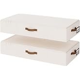 StorageWorks 6 Inch Low Profile Under Bed Clothes Storage Bins with Lids | Reinforced Structure, Resists Sagging, Handles &amp; Label Holder, Foldable Stackable Closet Storage for Clothes, Blankets, Toys