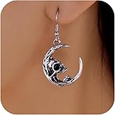 Punk Skull Dangle Drop Earrings for Women Moon Cherry Gothic Skeleton Skull Earring Halloween Valentine Jewelry Gifts