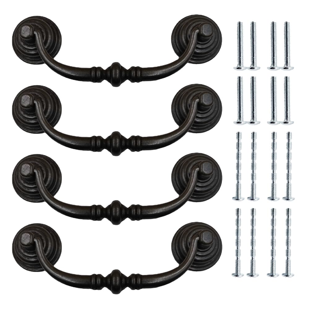 ONEBO Bail Pull Handle, Kitchen Door Handles Kitchen, Retro Drawer Handles, Kitchens Cupboard Handles, for Kitchens Cabinet Bedside Cupboard, Dresser Pulls Cabinet (Black) — image 1