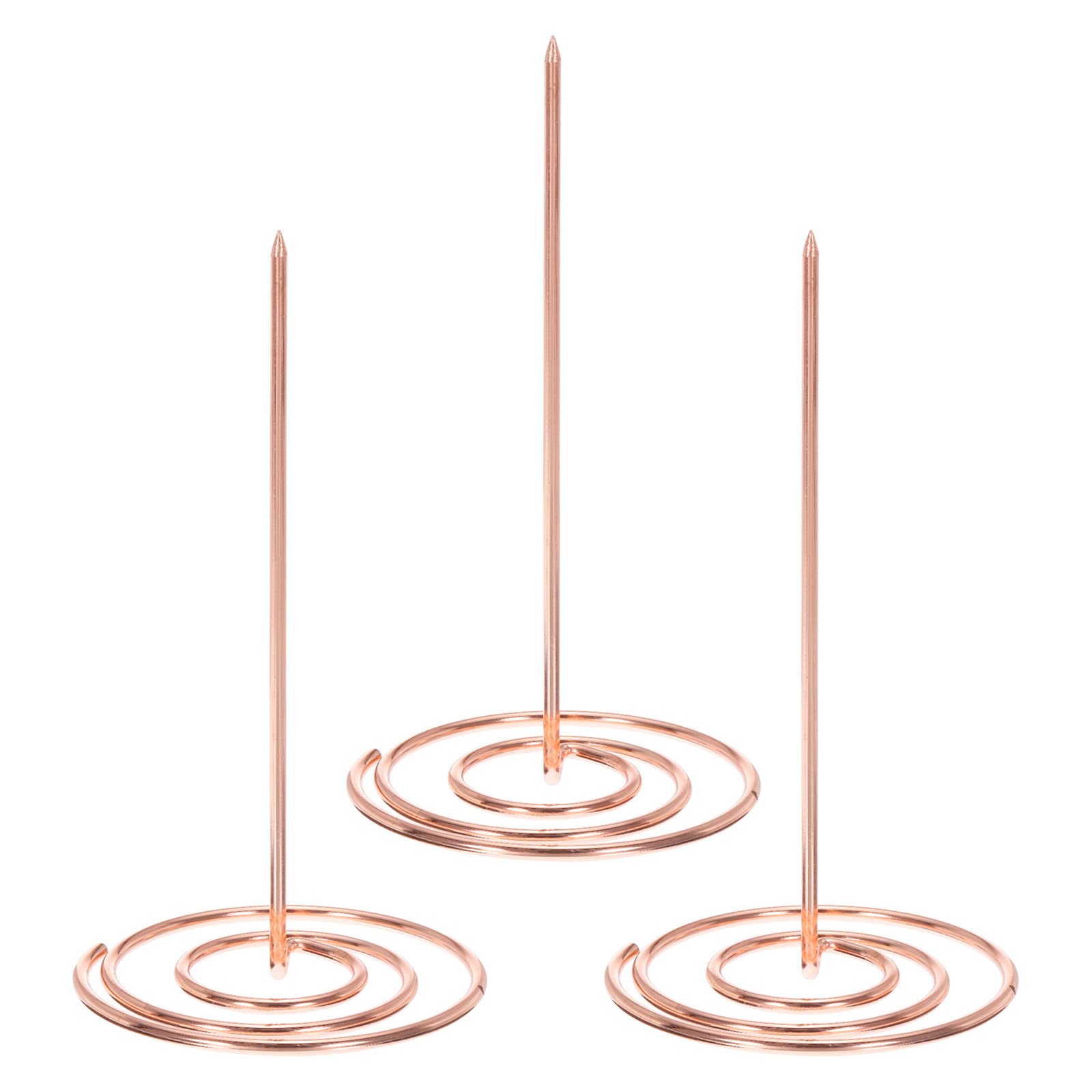 PATIKIL Desk Receipt Holder Spike, 3 Pack Paper Receipt Holder Ticket Spindle Straight Rod Stand Bill Fork for Restaurant Invoice Bill, Rose Gold