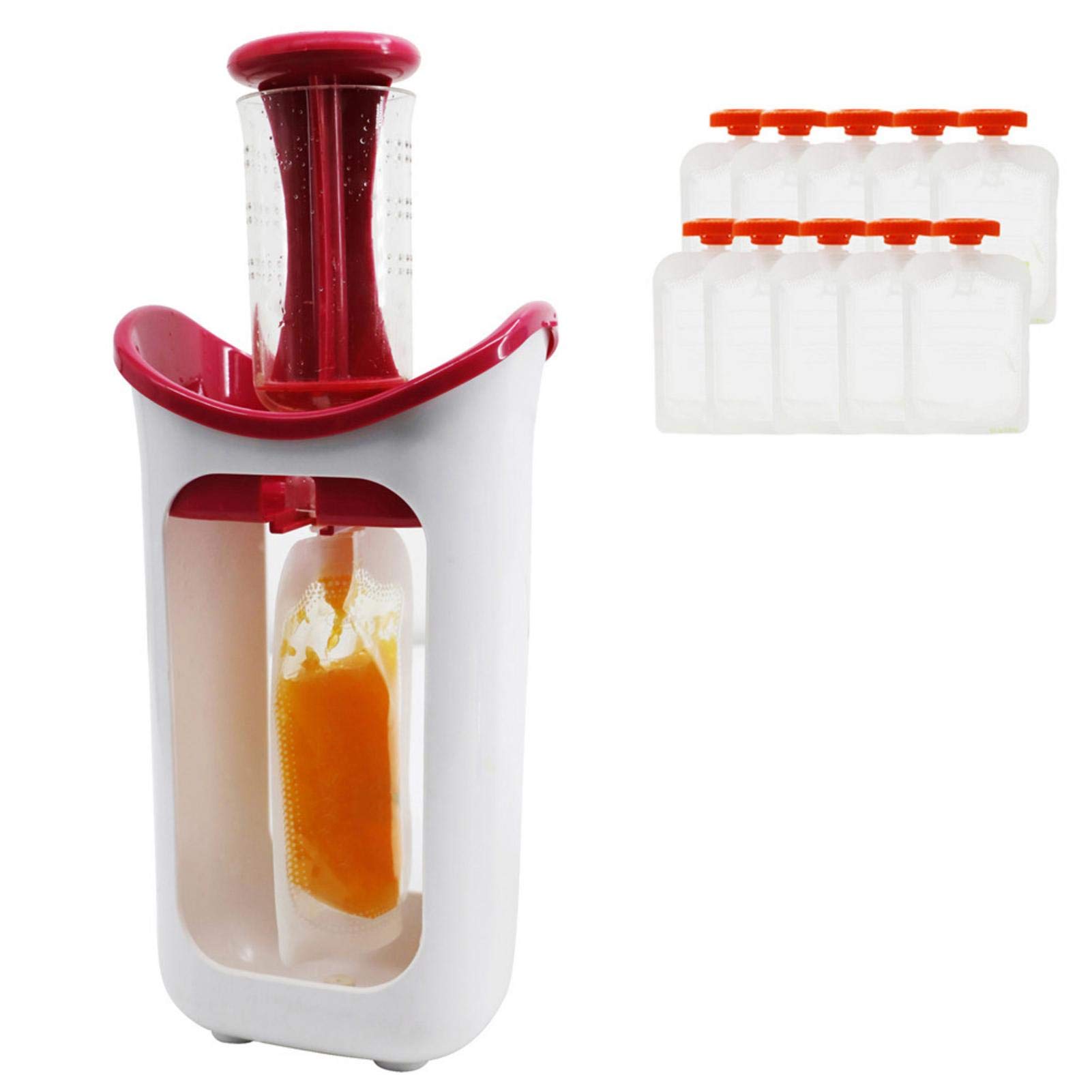 Baby Food Maker with 10 Pouch Storage, Fresh Fruit Juice Dispenser & Puree Squeezer