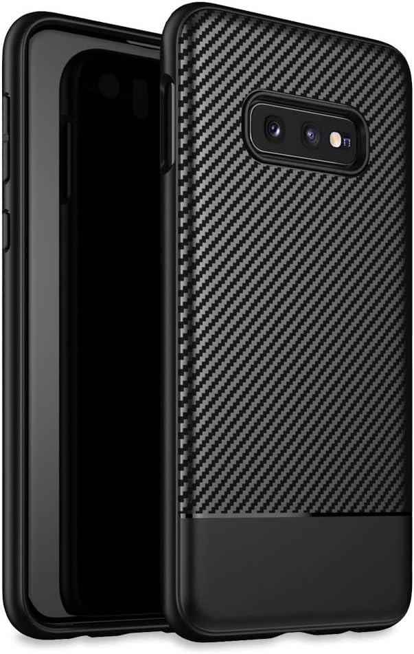 NALIA Silicone Case compatible with Samsung Galaxy S10e, Carbon Look Protective Back-Cover Ultra-Thin Rugged Smart-Phone Soft Rubber Skin Shockproof Slim-Fit Bumper Protector Shell Etui - Black