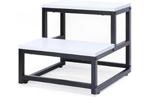 SEHERTIWY Wooden Step Stools for Adults Kids, White Kitchen Step Stools Heavy Duty 2 Step Stool, Bed Steps for High Beds for Adults, Foot Stool Hold Up to 500 Lbs