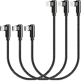 Osecet USB C to Lightning Cable 1ft 3 Pack MFi Certified Right Angle iPhone Charger 90 Degree Elbow Braided Lightning to USB C Cable for iPhone 13 12 11 Pro X XS XR 8 Plus 7 6 5 (Black)