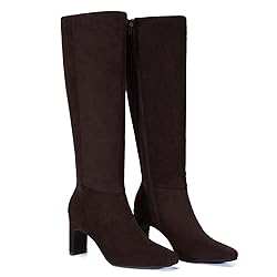 Athlefit Knee High Boots Women Square Toe Chunky