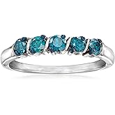 Ross-Simons 0.50 ct. t.w. Blue Diamond 5-Stone Ring in Sterling Silver