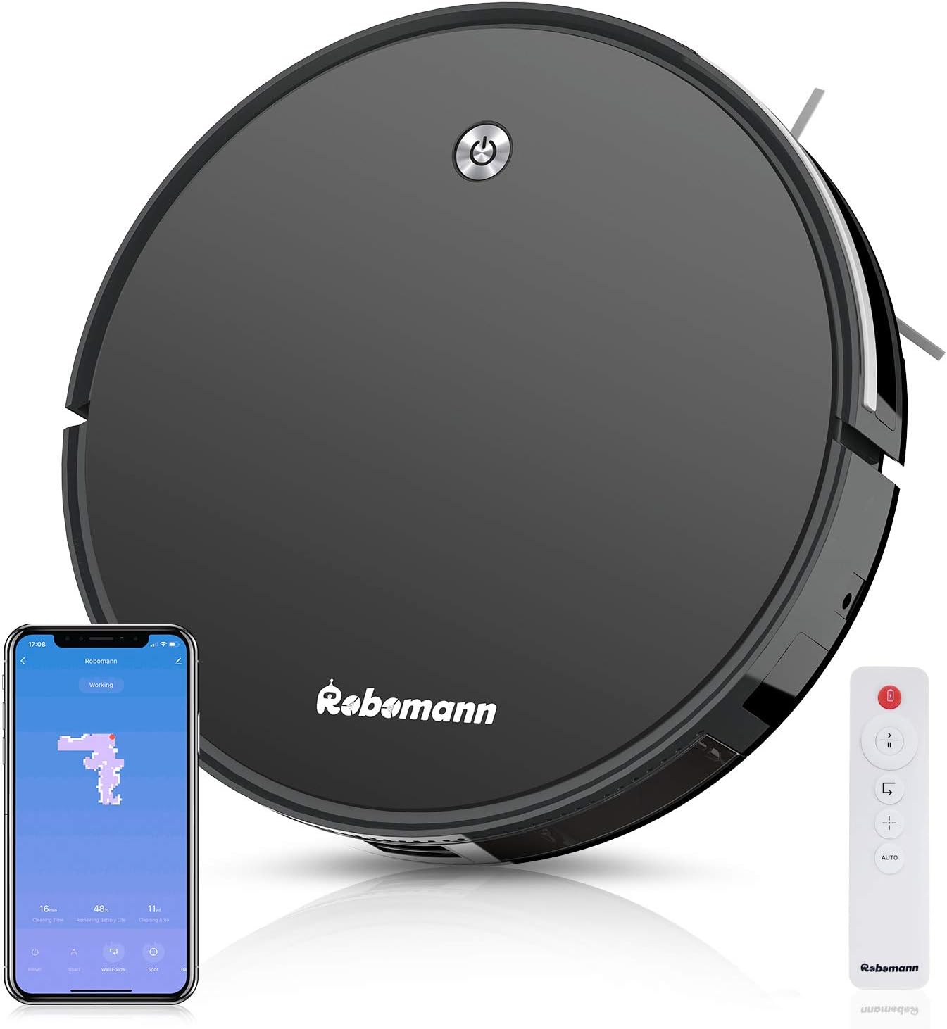 Robotic Vacuum Robot mop Automatic Cleaner,Robomann380 Smart Navigating Robotic Vacuum Cleaner with 2000Pa Strong Suction, Wi-Fi & APP Connectivity for Pet Hair, Carpet & All Types of Floor: Home & Kitchen