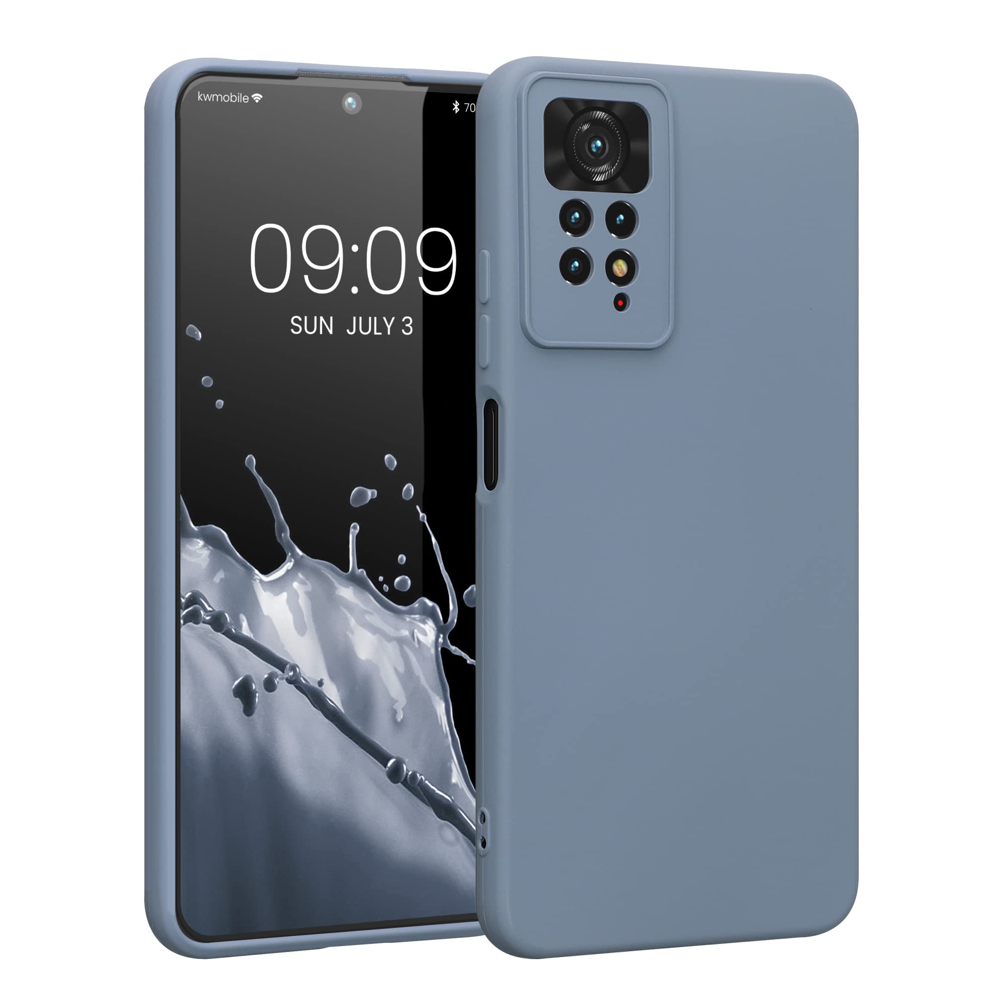 kwmobile Case Compatible with Xiaomi Redmi Note 11 Pro/Note 11 Pro (5G) / Note 12 Pro (4G) Case - Protective Slim TPU Cover with Soft Matte Finish - Blue Grey