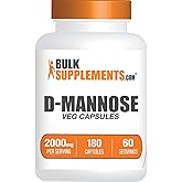 BulkSupplements.com D-Mannose Capsules - D-Mannose Supplement, for Urinary Tract Support - Vegan & Gluten Free, 3 Capsules per Serving (2000mg), 180 Count (Pack of 1)