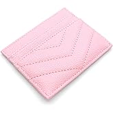 Womens Leather Card Holder Wallet | Slim Luxury Vegan Leather Compact Wallet | Thin Designer Quality Leather Credit Card Minimalist Wallet for Women (Pink)