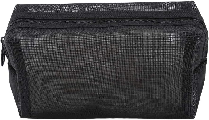 SEVENHOPE Holder Toiletry Bags Makeup Bag Fashion Black Storage Mesh Pencil Case Pouch