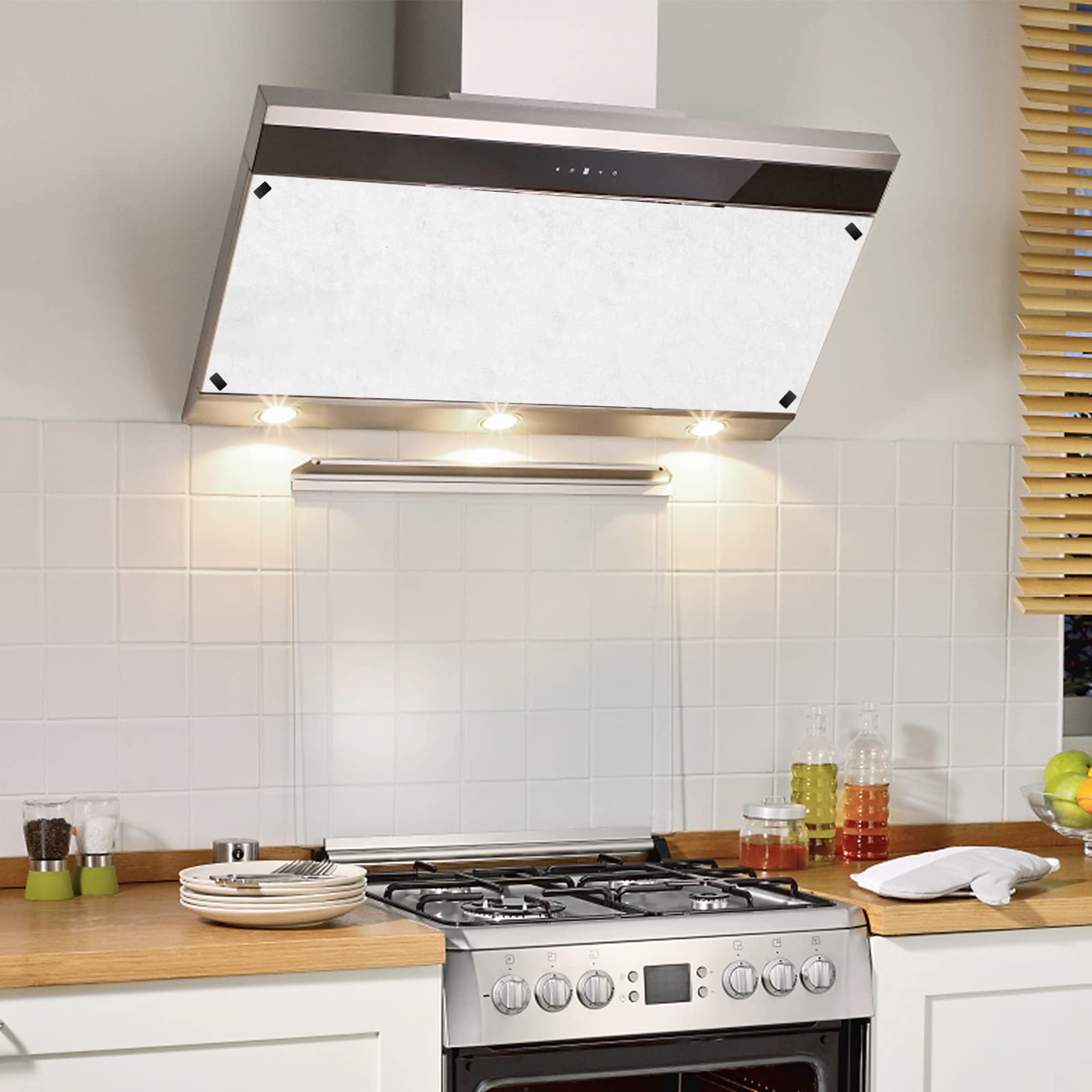 2 Rolls Range Hood Filters, Nonwoven Fabric Range Hood replacement filter with Magnetic block and Oil Proof Sticker, Anti Oil Filter Membrane for Kitchen（10m, White)